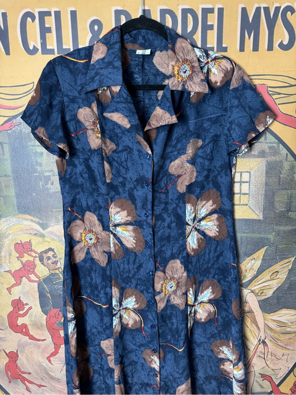 Vintage Floral Button Down Midi Dress